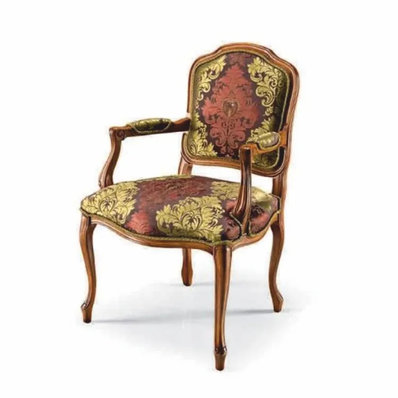 Casa Padrino Luxury Baroque Dining Room Chair with Armrests Brown / Yellow / Brown - Made in Italy Markenware