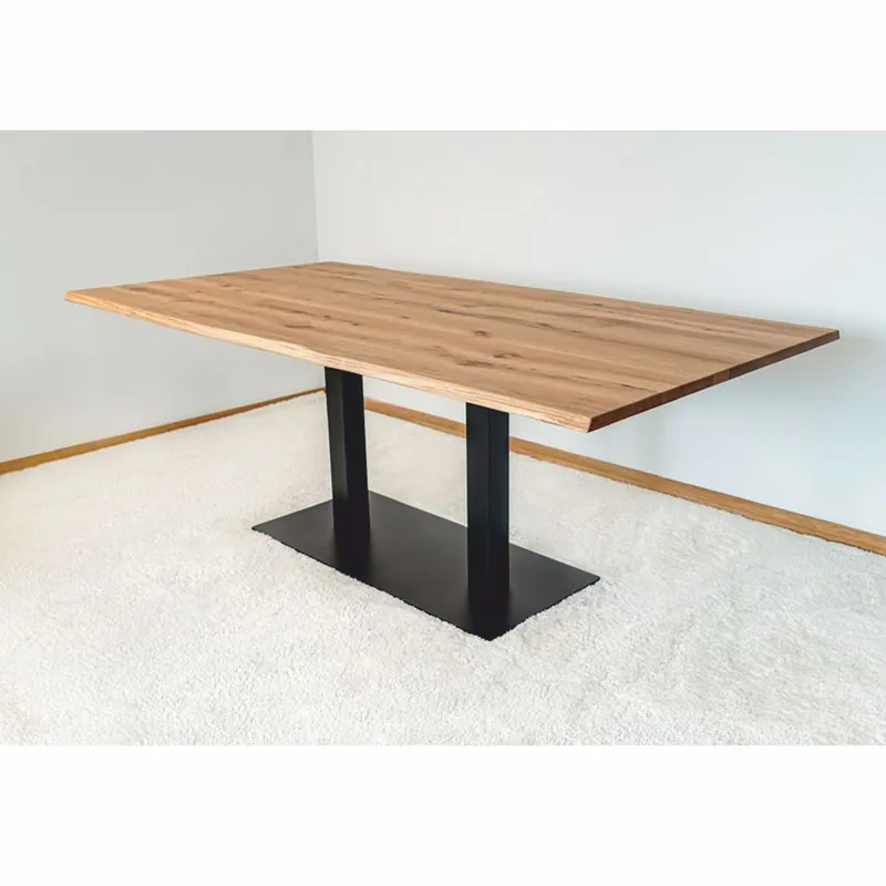 Letzte Chance Casa Padrino Luxury Oak Dining Table Natural / Black - Various Sizes - Dining Room Furniture