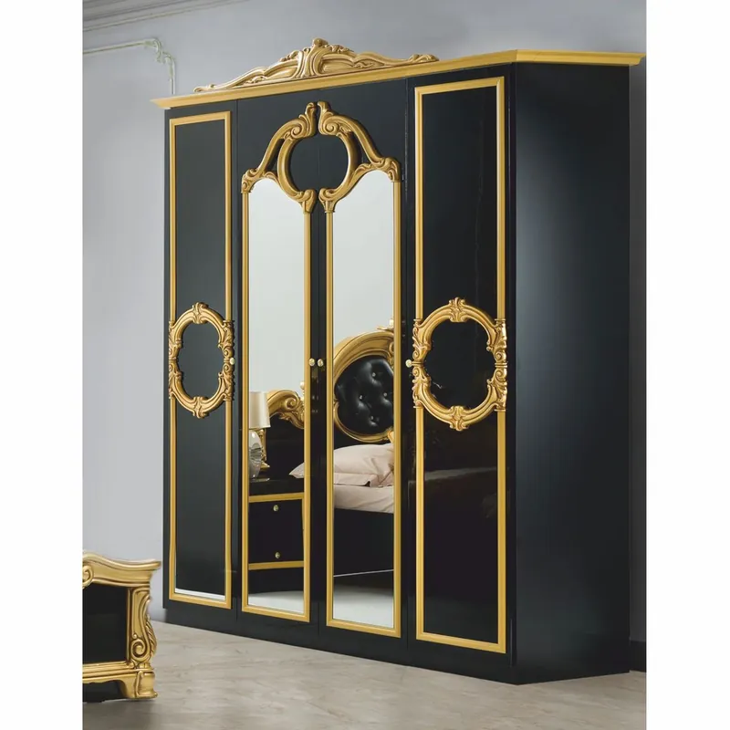Top-Angebot Casa Padrino luxury baroque bedroom cabinet black / gold 177 cm - Baroque bedroom furniture