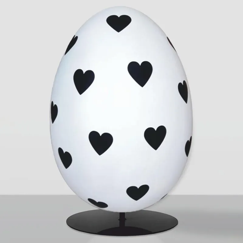 Casa Padrino XXL decorative Easter egg with stand white / black H. 160 cm - Easter decoration Schnäppchen