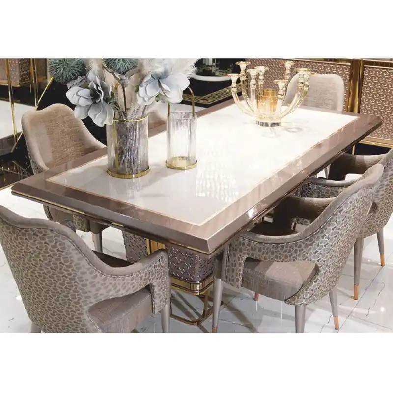 Mega-Angebot Casa Padrino luxury dining table white / gray / gold 223 cm - Dining room furniture