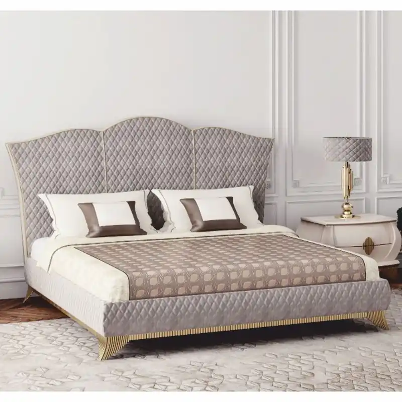 Schneller Versand Casa Padrino luxury Art Deco double bed gray / gold - Bedroom & hotel furniture