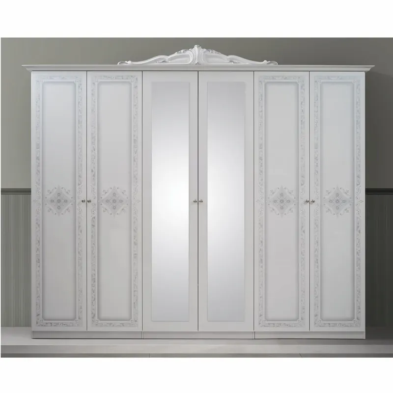 Casa Padrino luxury baroque bedroom cabinet white / gray 261.4 cm - Baroque bedroom furniture Geprüft