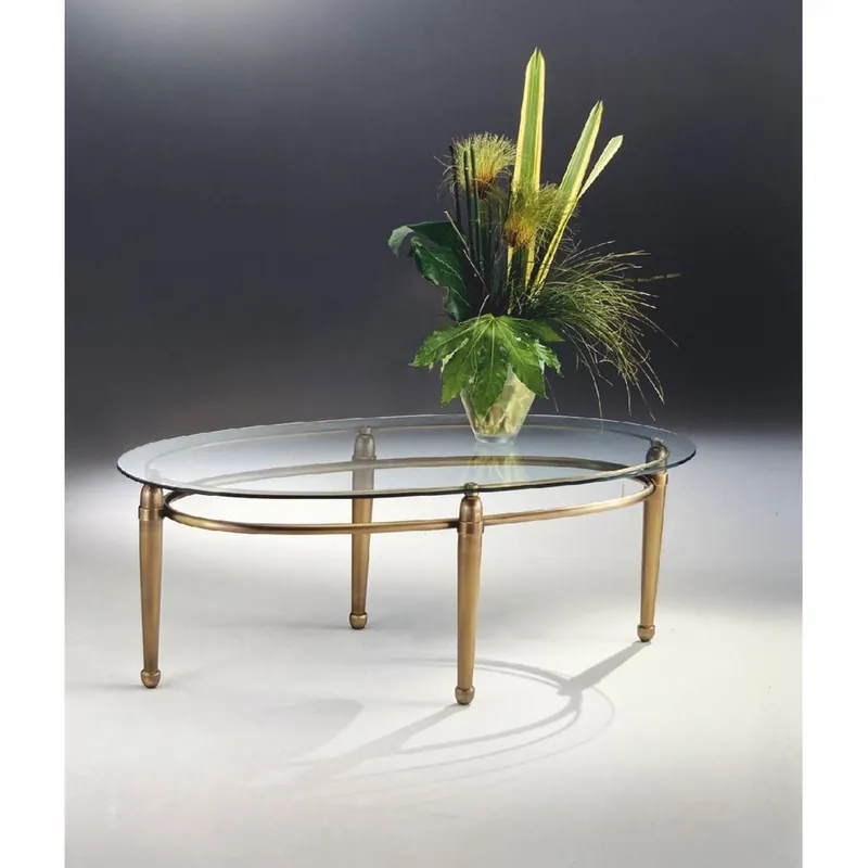 Ausverkauf Casa Padrino luxury brass coffee table with glass top antique bronze 130 cm - Made in Italy