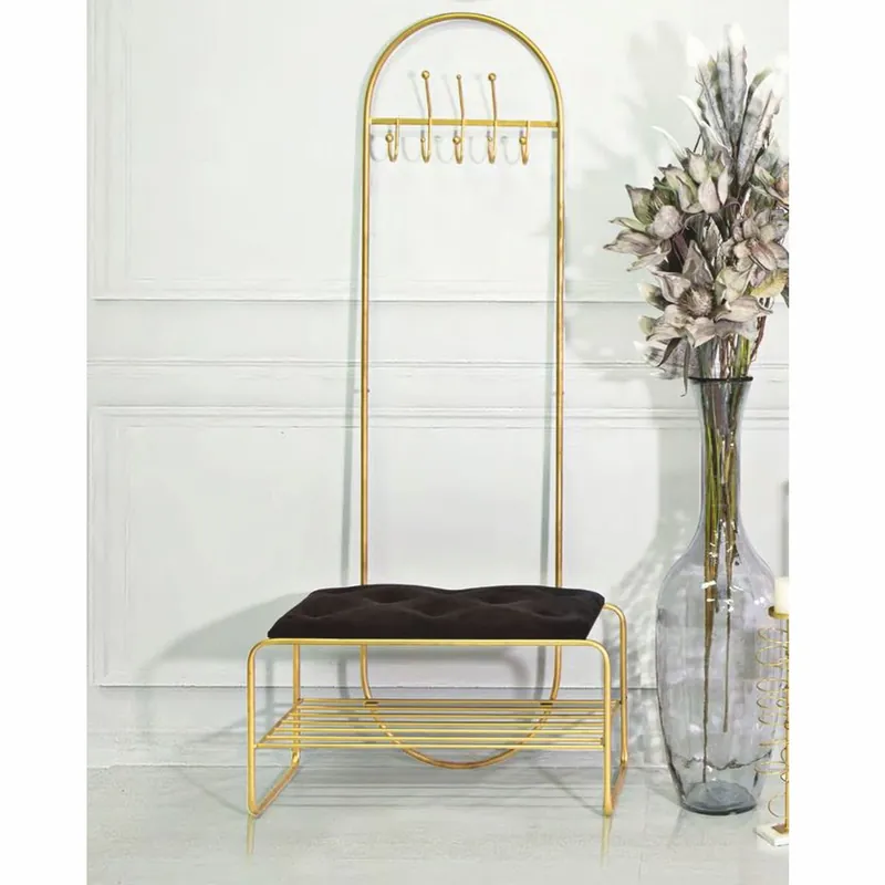Kracherpreis Casa Padrino luxury coat rack with bench gold / black H. 180 cm