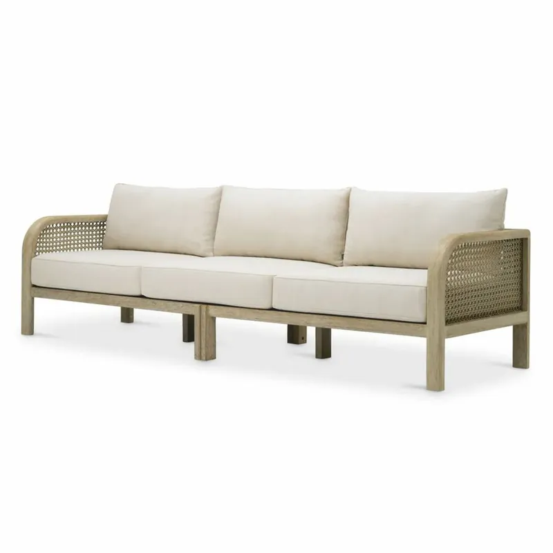 Casa Padrino luxury teak garden sofa sand / beige 283 cm - Garden furniture Highlight