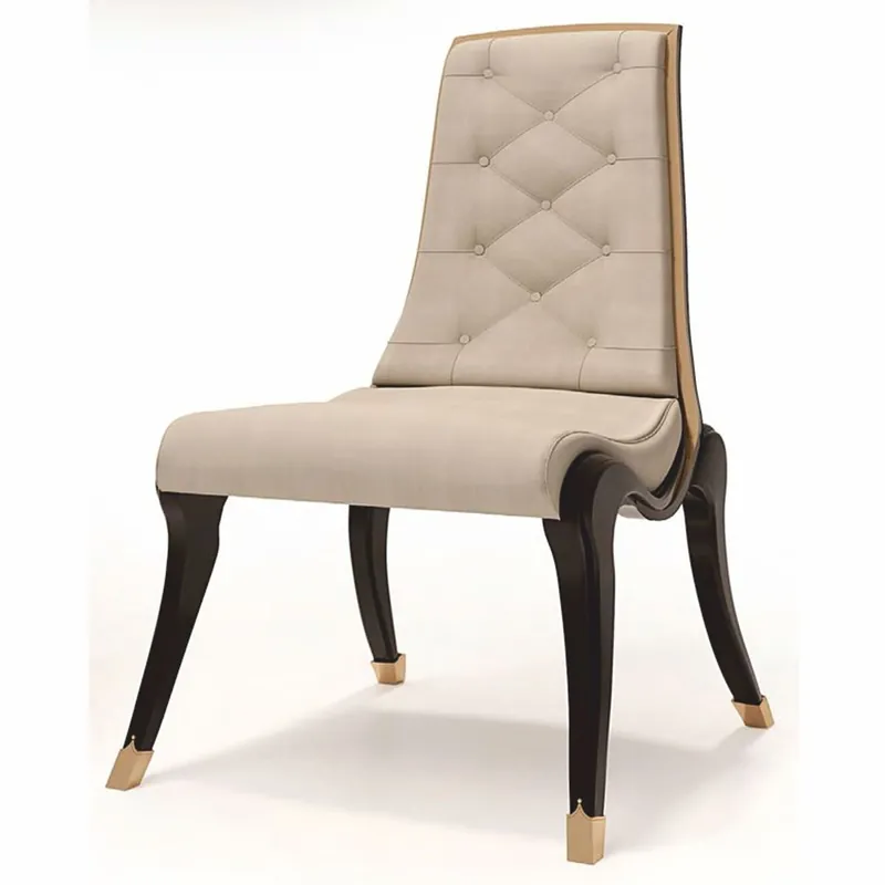 Casa Padrino luxury leather dining room chair beige / black / bronze - Made in Italy Sonderangebot