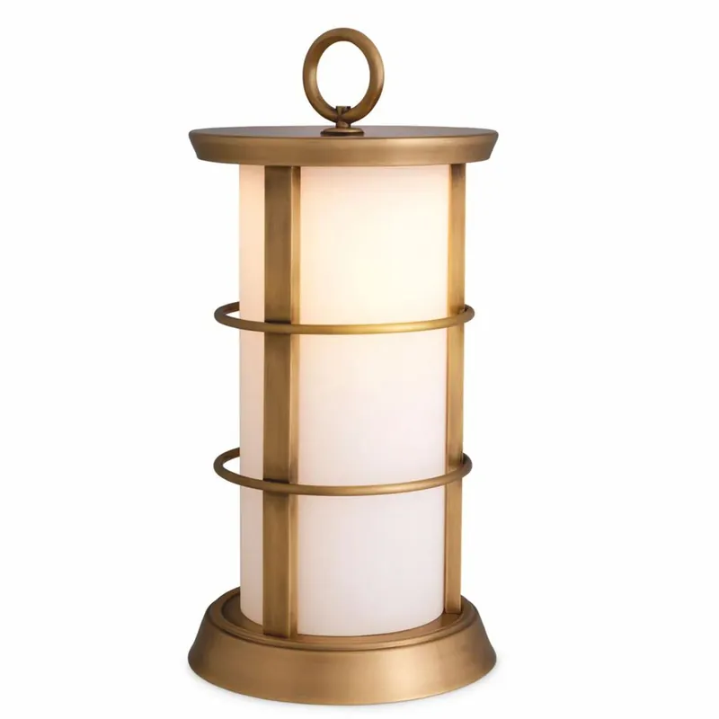 Casa Padrino luxury LED outdoor table lamp antique brass / white Ø 29 x H. 60 cm Schneller Versand