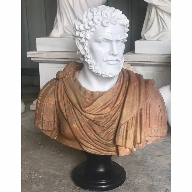 Echt Casa Padrino luxury antique style marble bust roman white / brown / black H. 80 cm - Marble sculpture