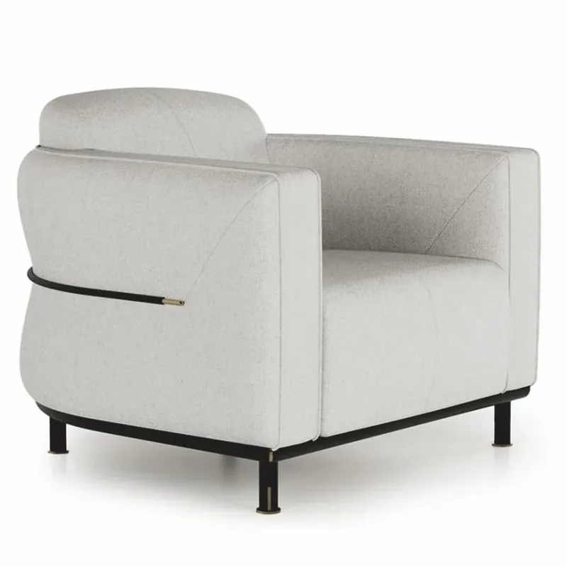 Casa Padrino luxury armchair light gray / black / brass - Living room & hotel furniture Sonderaktion