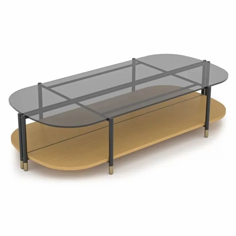 Letzte Chance Casa Padrino Luxury Coffee Table Natural / Gray / Brass 155 cm - Living Room & Hotel Furniture