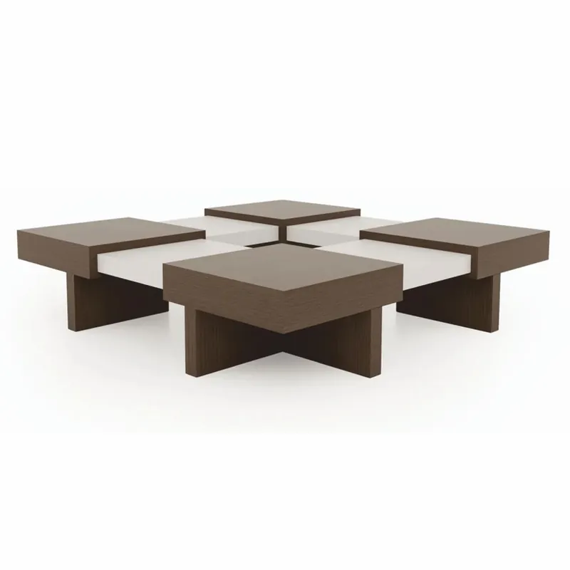 Casa Padrino Luxury Coffee Table Brown / White 100-140 cm - Extendable Living Room Table Must-Have