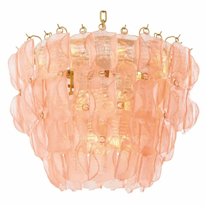Casa Padrino Luxury Hotel & Living Room Chandelier Pink / Antique Brass Ø 85 x H. 61.5 cm Preisreduziert