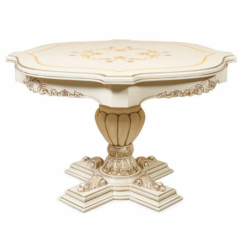 Angebot Casa Padrino Luxury Baroque Dining Table White / Brown Ø 120 cm - Baroque Dining Room Furniture