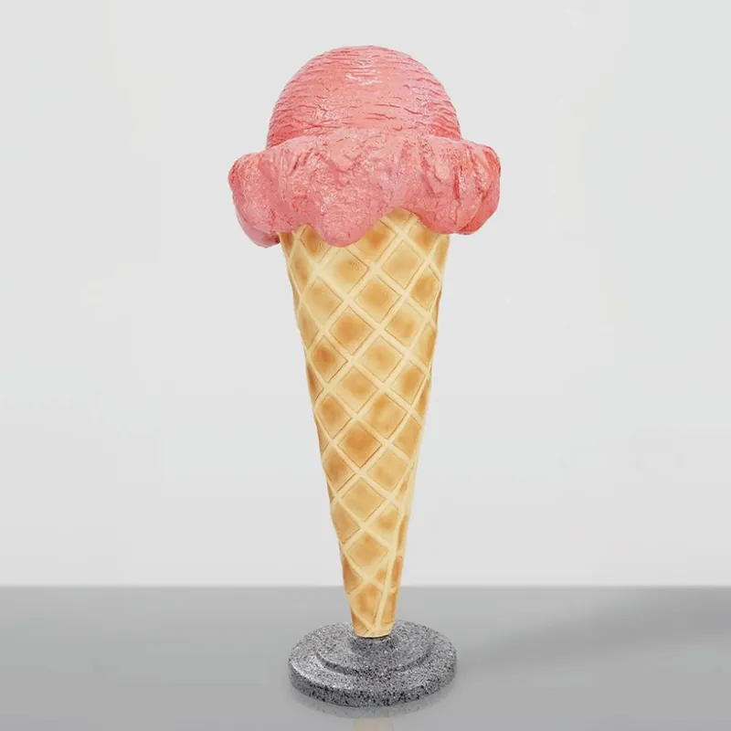 Casa Padrino decorative ice cream in a cone pink / natural / gray H. 105 cm - Ice cream parlor decoration Must-Have