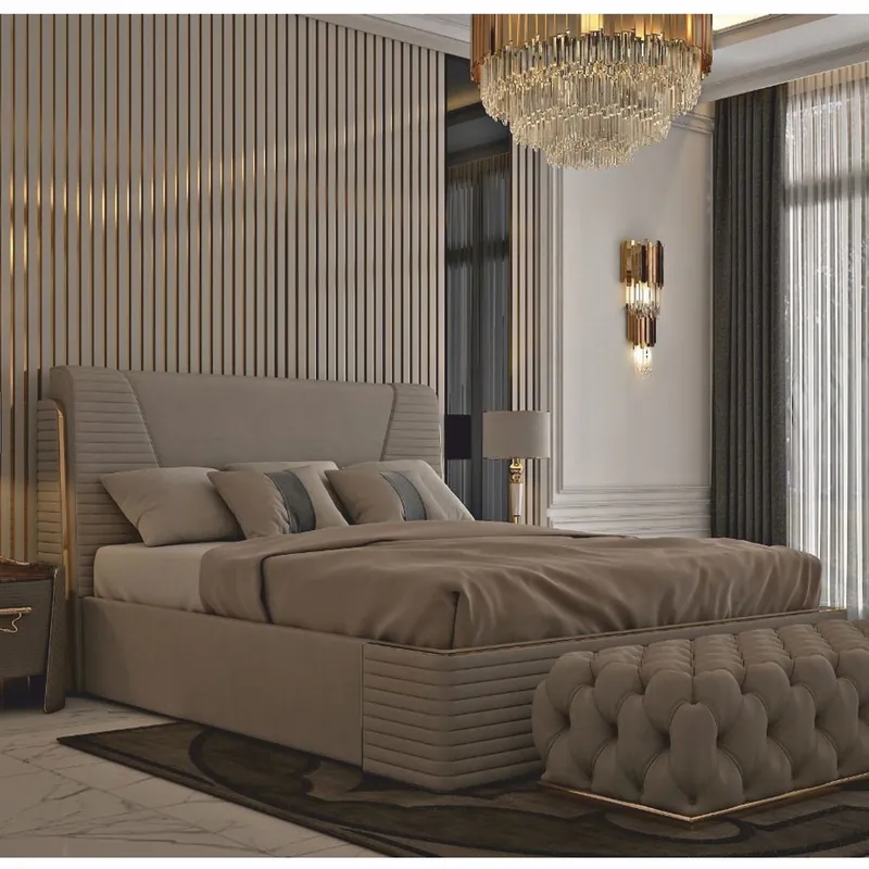 Mega-Angebot Casa Padrino luxury double bed gray / gold - Hotel & bedroom interior