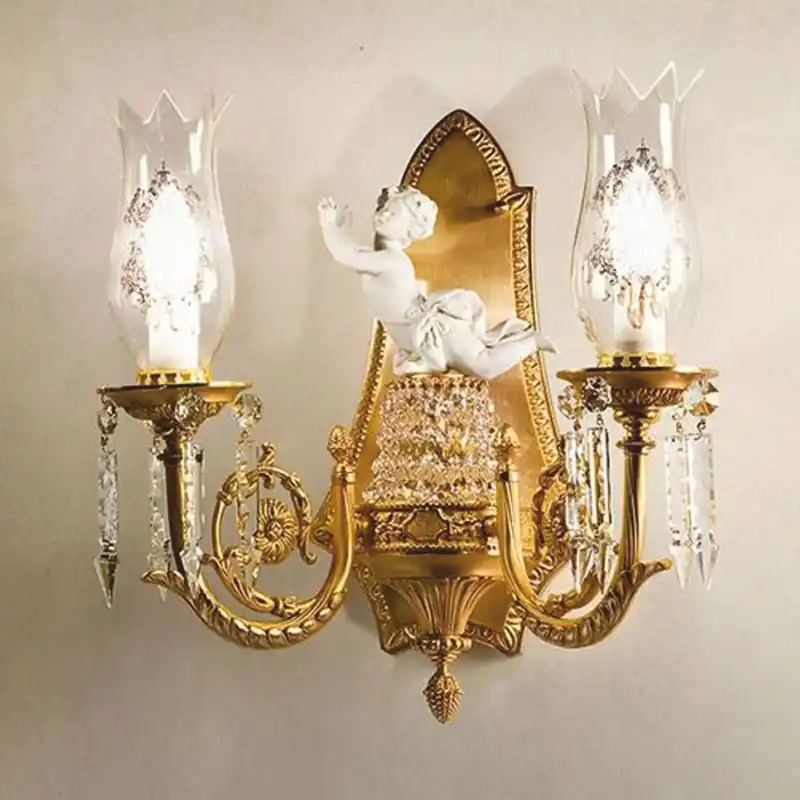 Echt Casa Padrino Luxury Baroque Crystal Double Wall Light Bronze / White 40 cm - Made in Italy