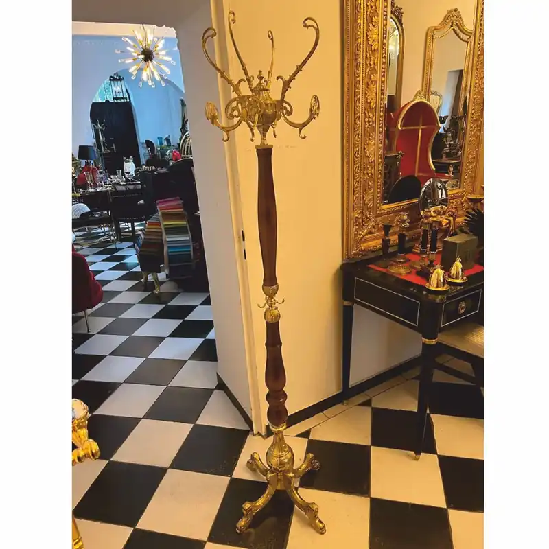 Casa Padrino Luxury Baroque Coat Rack Gold / Dark Brown H. 180 cm - Made in Italy Sale