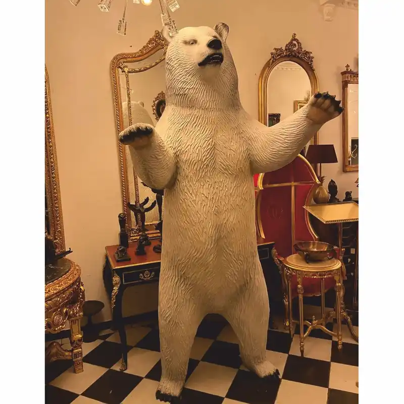 Online Kaufen Casa Padrino XXL Decorative Sculpture Bear White / Black H. 240 cm - Garden Figure