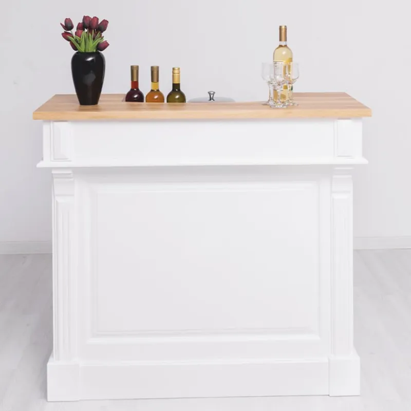 Casa Padrino country style bar counter white / natural 120 cm - Solid bar furniture Preisreduziert