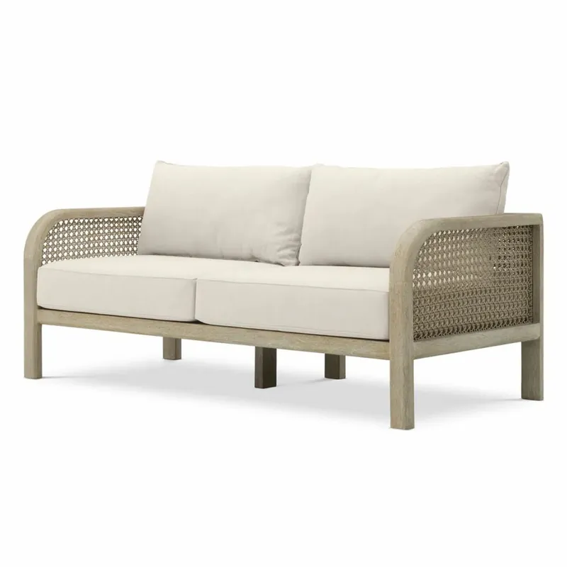 Casa Padrino luxury teak garden sofa sand / beige 194 cm - Garden furniture Wochenendangebot