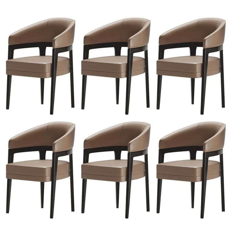 Mega-Angebot Casa Padrino luxury dining room chair set of 6 with armrests brown / black - Hotel & dining room furniture