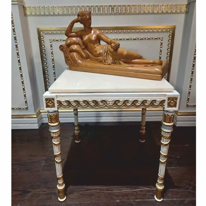 Casa Padrino luxury baroque side table with marble top white / gold / cream - Made in Italy Nur Für Kurze Zeit