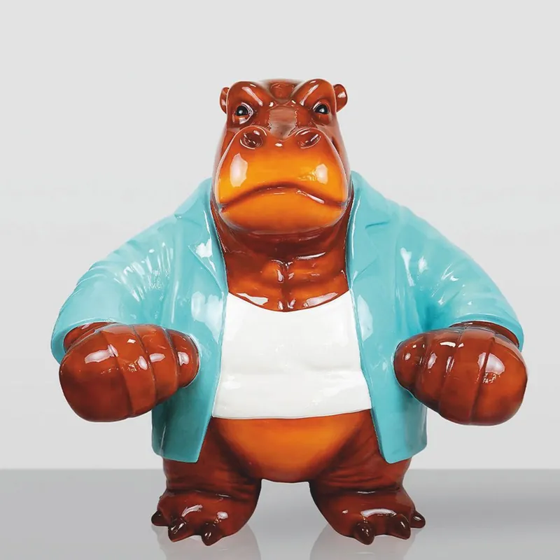 Casa Padrino XXL Decorative Hippopotamus Sculpture 165 x H. 150 cm - Large Garden Figurine Heißes Angebot