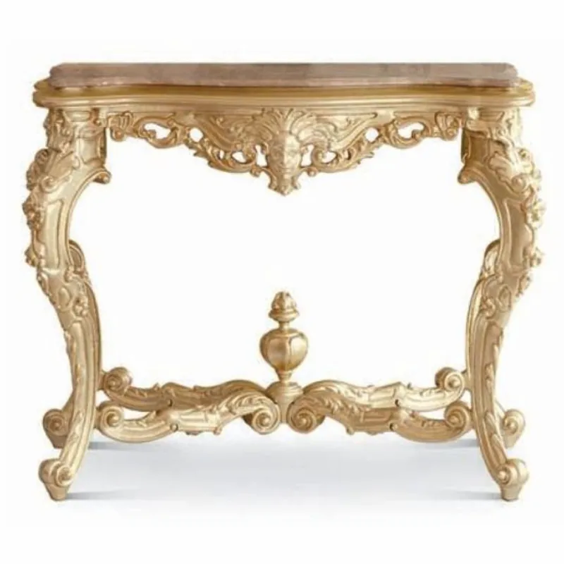 Heißes Angebot Casa Padrino luxury baroque console with marble top ivory / gold / brown 113 cm - Made in Italy