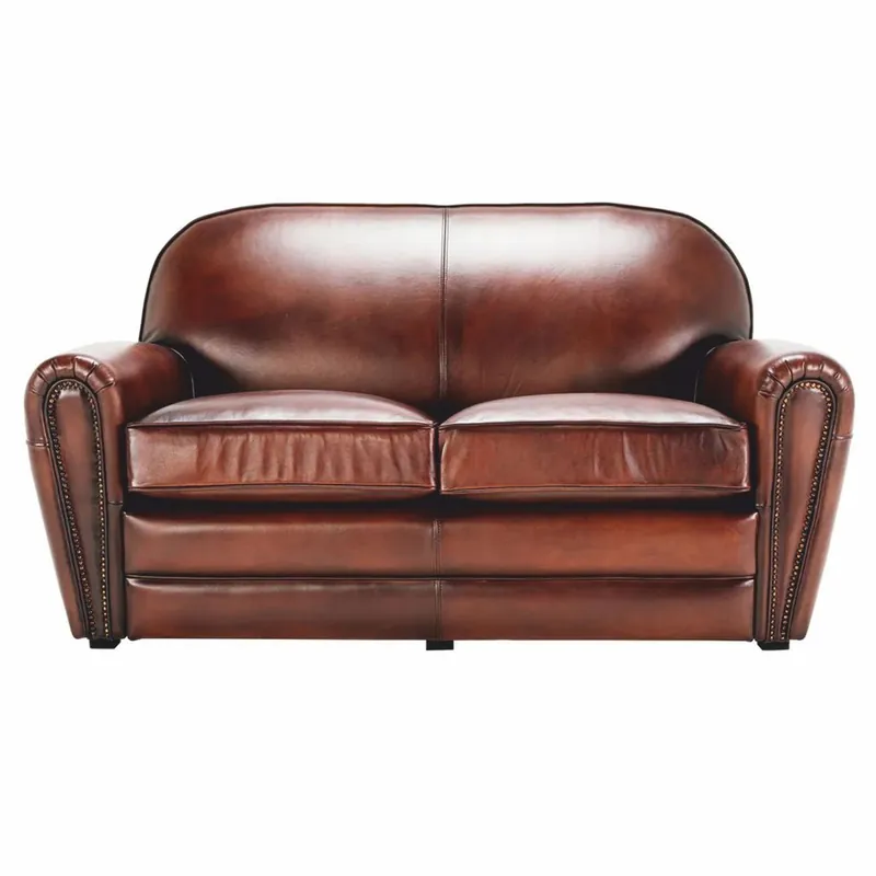 Saisonangebot Casa Padrino Luxury Leather Sofa Brown / Black 190 cm - Genuine Leather Furniture