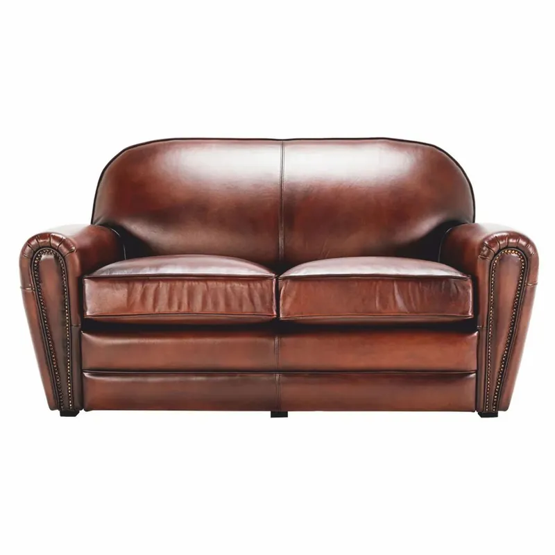 Expressversand Casa Padrino Luxury Leather Sofa Brown / Black 150 cm - Genuine Leather Furniture