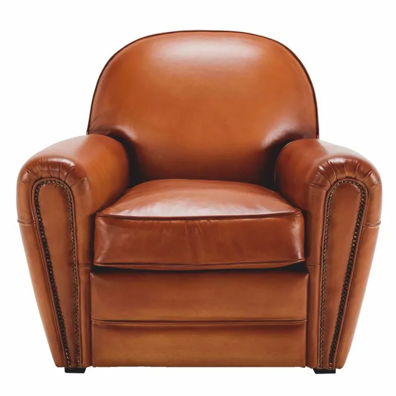 Casa Padrino luxury genuine leather armchair light brown / black 90 cm - Genuine leather furniture Zertifiziert