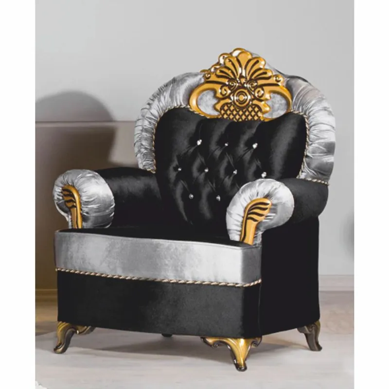 Casa Padrino luxury baroque armchair with glitter stones black / silver / gold - Baroque style furniture Top-Angebot