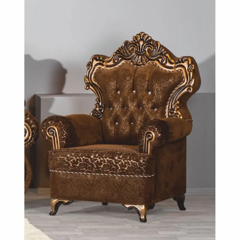 Casa Padrino luxury baroque armchair with glitter stones brown / gold - Baroque style furniture Sale