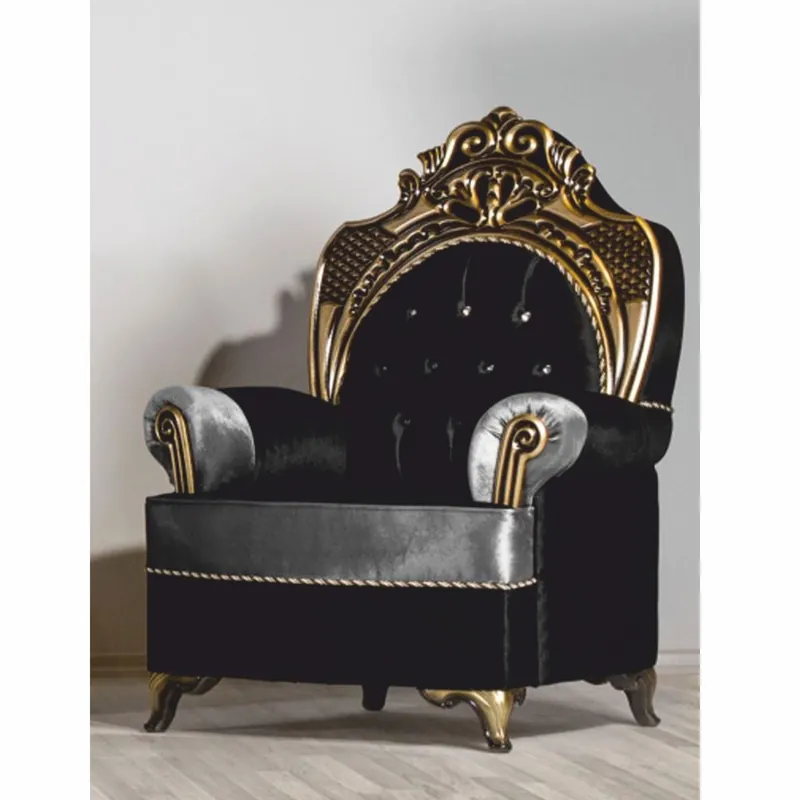 Ausverkauf Casa Padrino luxury baroque armchair with glitter stones black / silver / gold - Magnificent baroque furniture