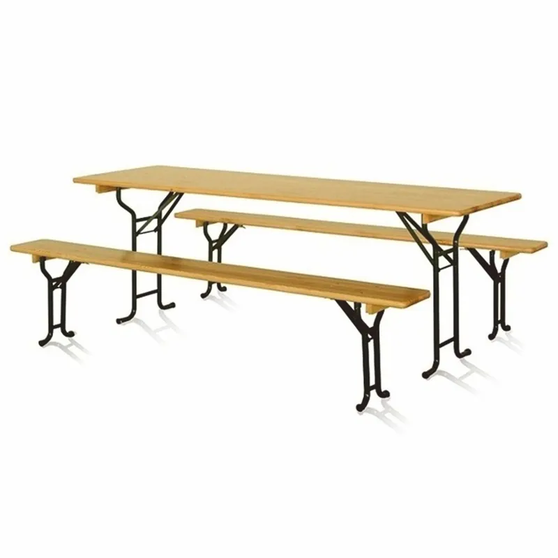 Wochenendangebot Casa Padrino Garden Furniture Set Natural / Black 220 cm - Beer Garden Furniture