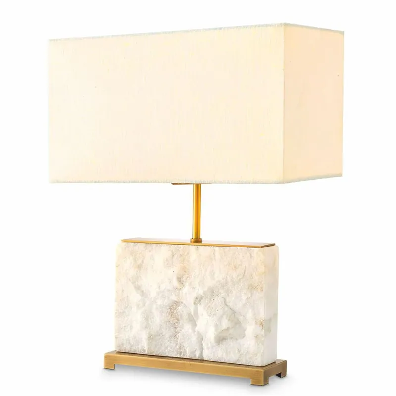 Sonderangebot Casa Padrino Luxury Marble Table Lamp White / Antique Brass H. 55 cm - Marble Desk Lamps
