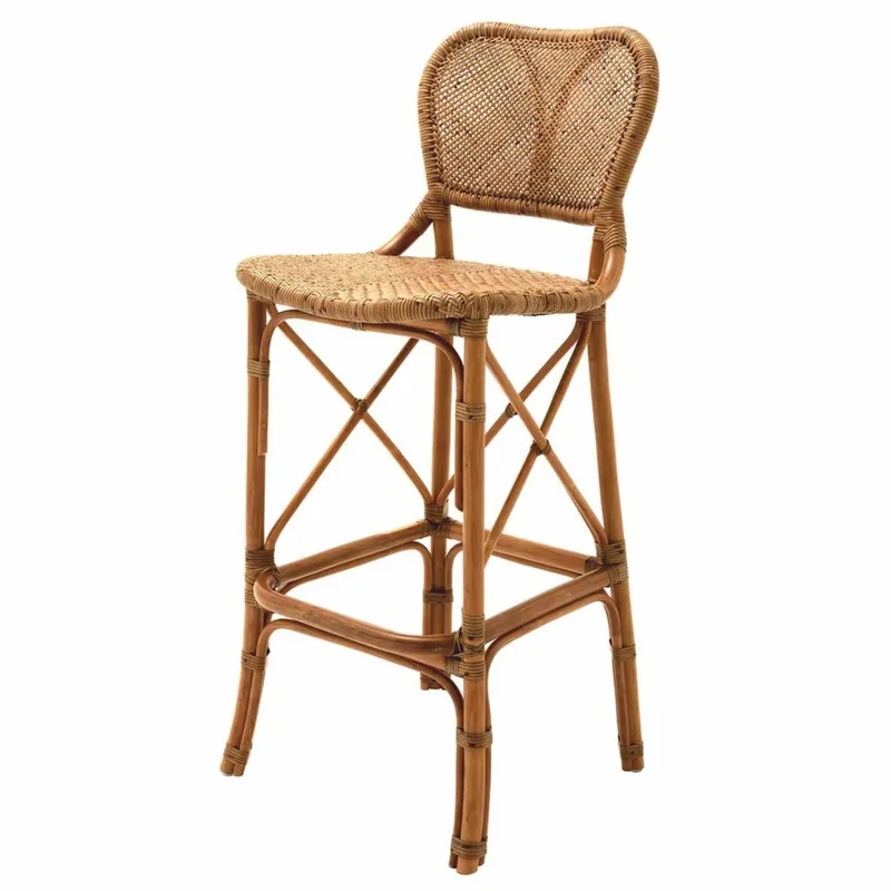 Casa Padrino Luxury Rattan Bar Stool Brown H. 104.5 cm - Rattan Bar Furniture Echt