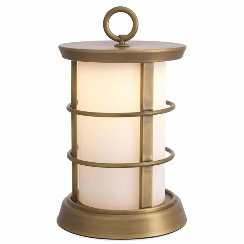 Schneller Versand Casa Padrino luxury LED outdoor table lamp antique brass / white Ø 17.5 x H. 31 cm