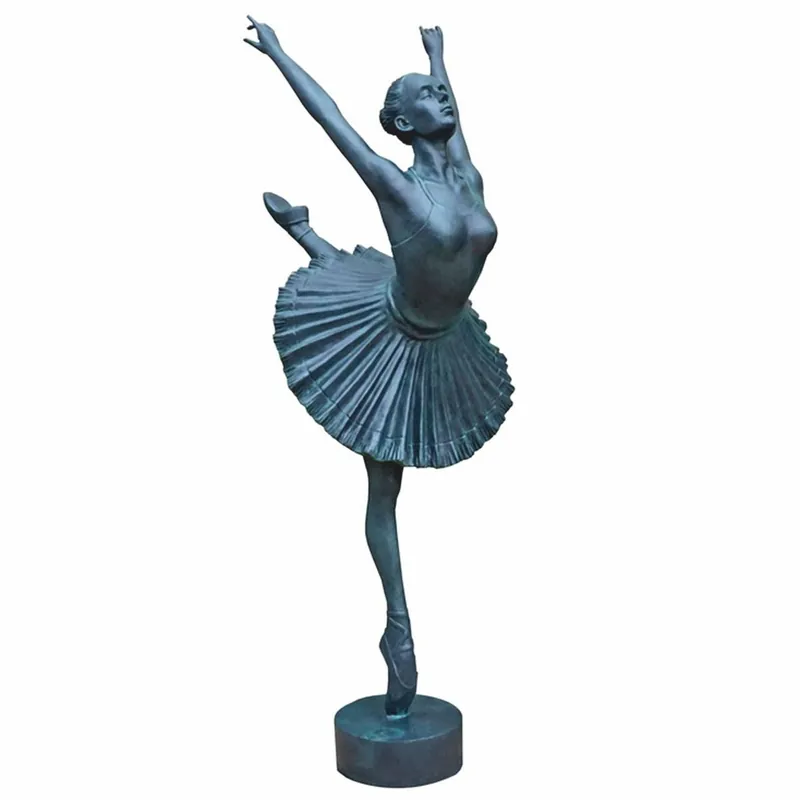 Neu Casa Padrino Art Nouveau Garden Decorative Brass Sculpture Ballerina Blue H. 170 cm