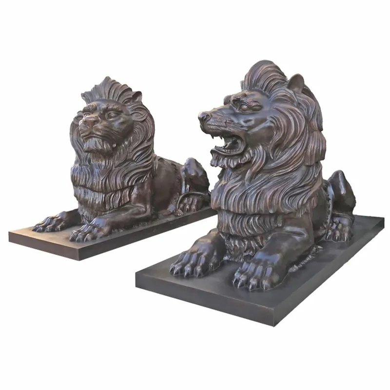 Casa Padrino Art Nouveau Garden Decoration Brass Sculpture Set Lions Bronze 280 cm Echt
