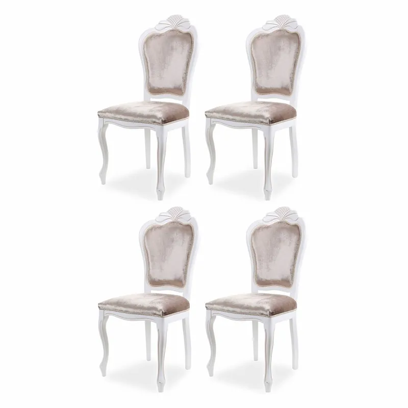 Meistverkauft Casa Padrino Luxury Baroque Velvet Dining Chair Set of 4 Gray / White - Baroque Furniture
