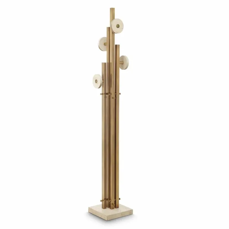 Casa Padrino Luxury Coat Rack Vintage Brass / Beige H. 175.5 cm - Luxury Furniture Preis Gesenkt