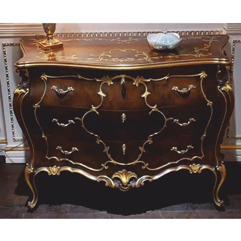 Rabatt Casa Padrino luxury baroque chest of drawers with 3 drawers brown / gold 123 cm - Made in Italy