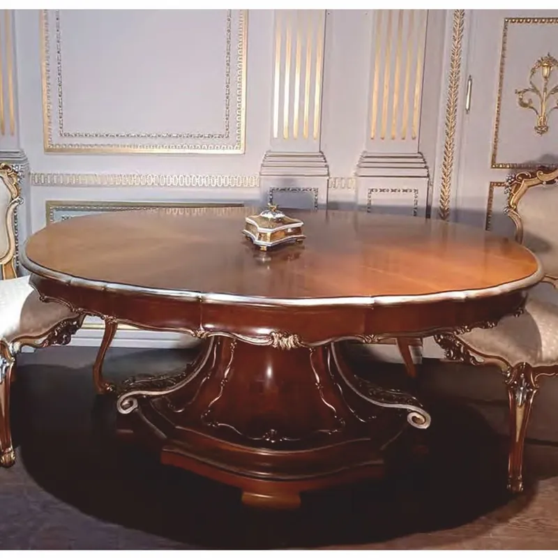Casa Padrino luxury baroque dining table brown / silver 177 cm - Baroque furniture - Made in Italy Direkt Vom Hersteller