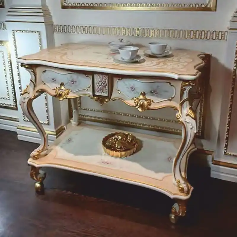 Knallerangebot Casa Padrino Luxury Baroque Serving Trolley Cream / White / Gold - Baroque Style Hotel Furniture - Made in Italy