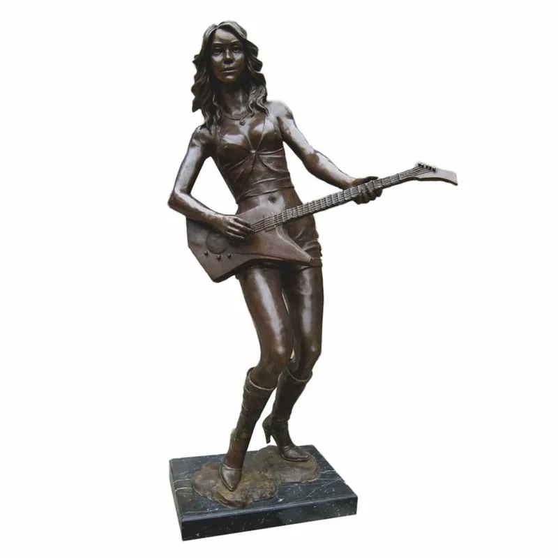 Casa Padrino XXL Decorative Brass Sculpture Guitar Player Bronze / Black H. 180 cm Saisonangebot