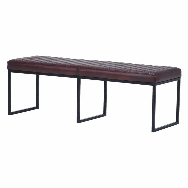 Neue Kollektion Casa Padrino luxury genuine leather bench dark brown / black 180 cm - Genuine leather furniture