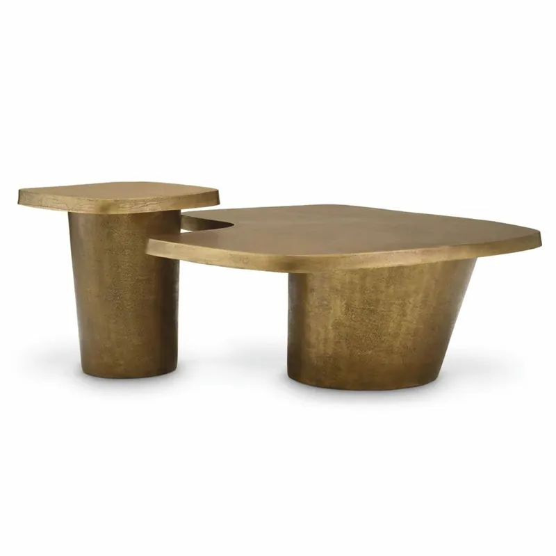 Garantierte Lieferung Casa Padrino Luxury Aluminum Coffee Table Set Vintage Brass - Hotel & Living Room Furniture
