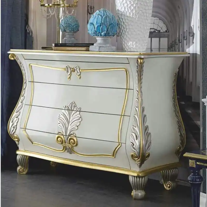 Casa Padrino Luxury Baroque Chest of Drawers White / Silver / Gold 135 cm - Made in Italy Direkt Vom Hersteller